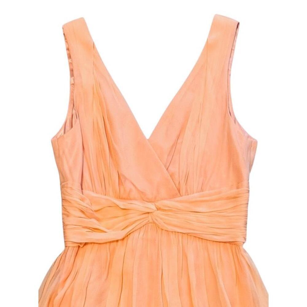Donna Morgan Coral Orange Silk V-Neck A-Line Sleeveless Dress Women’s Size 4 - Picture 2 of 8